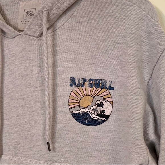 RIP CURL Womens Cropped Hoodie Sweatshirt Gray XS - Picture 2 of 10